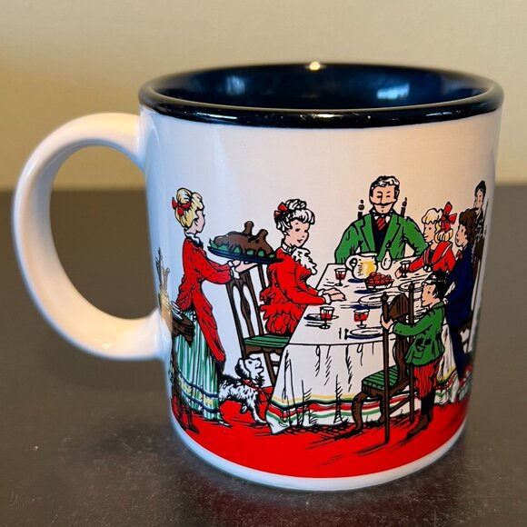 Vintage POTPOURRI PRESS Christmas Family Gathering Ceramic Mug.~ Victorian Era - Picture 2 of 8